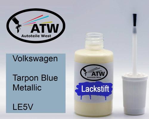 Volkswagen, Tarpon Blue Metallic, LE5V: 20ml Lackstift, von ATW Autoteile West.